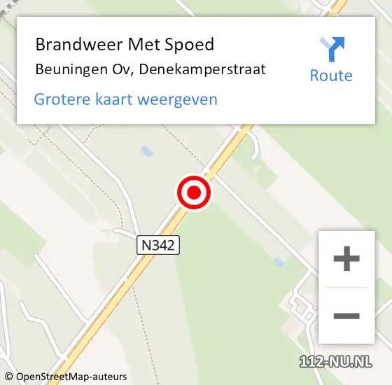 Locatie op kaart van de 112 melding: Brandweer Met Spoed Naar Beuningen Ov, Denekamperstraat op 23 augustus 2016 13:51