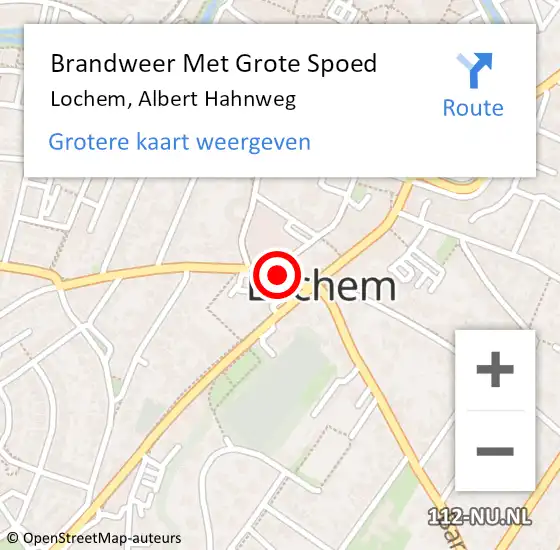 Locatie op kaart van de 112 melding: Brandweer Met Grote Spoed Naar Lochem, Albert Hahnweg op 23 augustus 2016 13:55