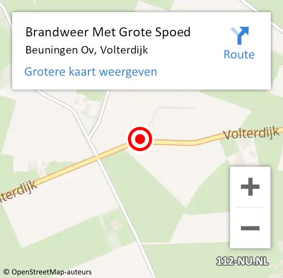 Locatie op kaart van de 112 melding: Brandweer Met Grote Spoed Naar Beuningen Ov, Volterdijk op 23 augustus 2016 13:57