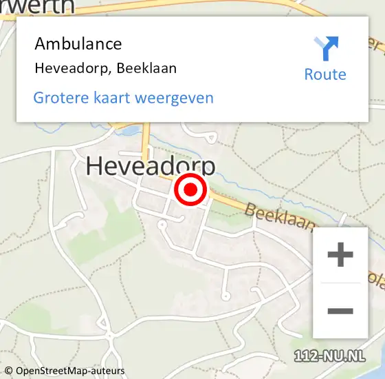 Locatie op kaart van de 112 melding: Ambulance Heveadorp, Beeklaan op 23 augustus 2016 14:02