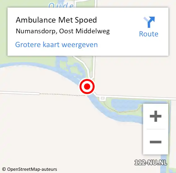 Locatie op kaart van de 112 melding: Ambulance Met Spoed Naar Numansdorp, Oost Middelweg op 23 augustus 2016 14:42