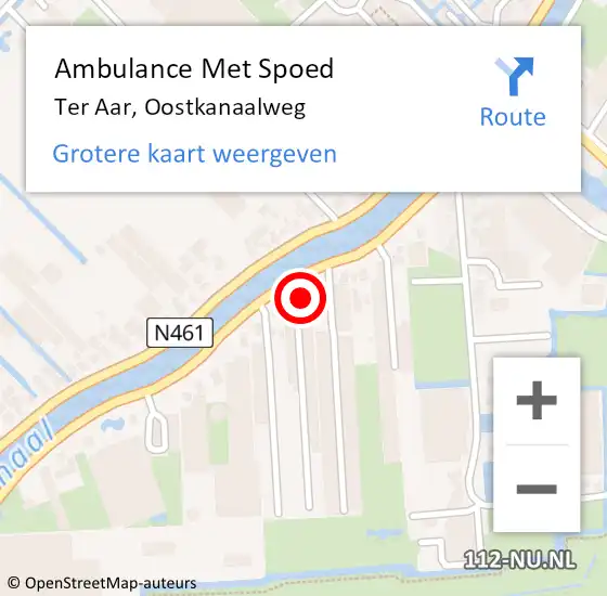 Locatie op kaart van de 112 melding: Ambulance Met Spoed Naar Ter Aar, Oostkanaalweg op 23 augustus 2016 15:14