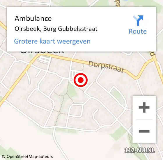 Locatie op kaart van de 112 melding: Ambulance Oirsbeek, Burg Gubbelsstraat op 24 december 2013 17:33