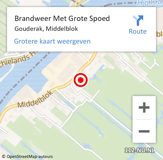 Locatie op kaart van de 112 melding: Brandweer Met Grote Spoed Naar Gouderak, Middelblok op 23 augustus 2016 15:47