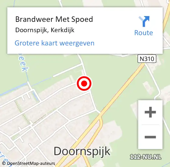 Locatie op kaart van de 112 melding: Brandweer Met Spoed Naar Doornspijk, Kerkdijk op 23 augustus 2016 16:27