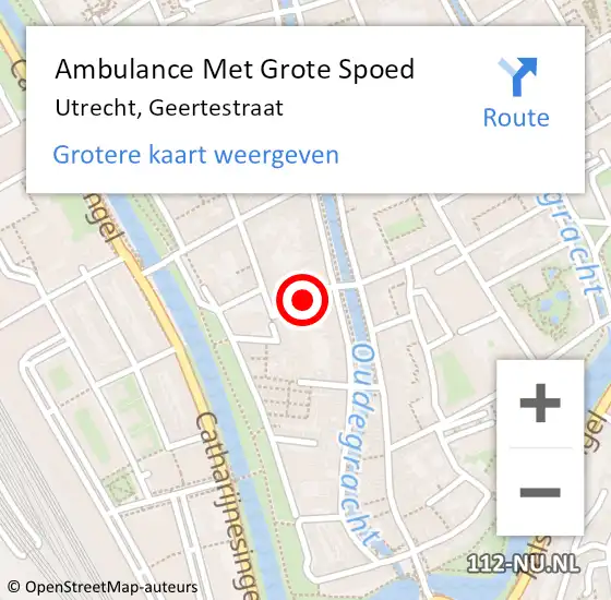 Locatie op kaart van de 112 melding: Ambulance Met Grote Spoed Naar Utrecht, Geertestraat op 23 augustus 2016 16:38