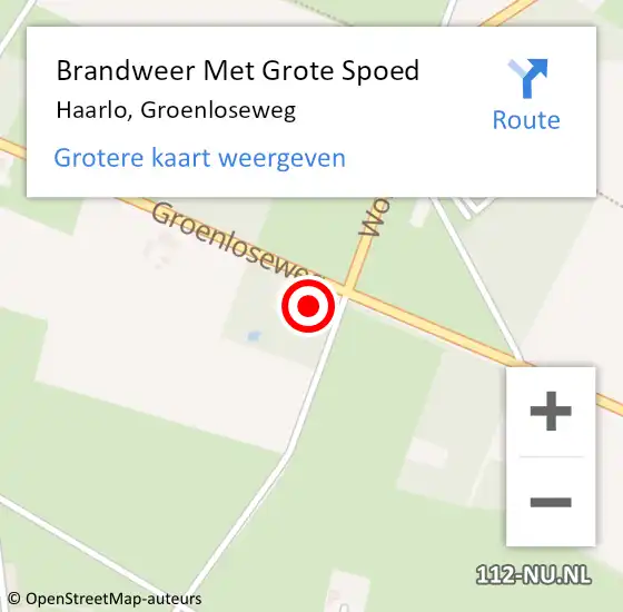 Locatie op kaart van de 112 melding: Brandweer Met Grote Spoed Naar Haarlo, Groenloseweg op 23 augustus 2016 17:23