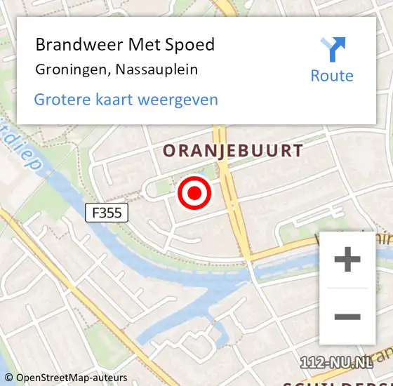 Locatie op kaart van de 112 melding: Brandweer Met Spoed Naar Groningen, Nassauplein op 24 december 2013 17:44