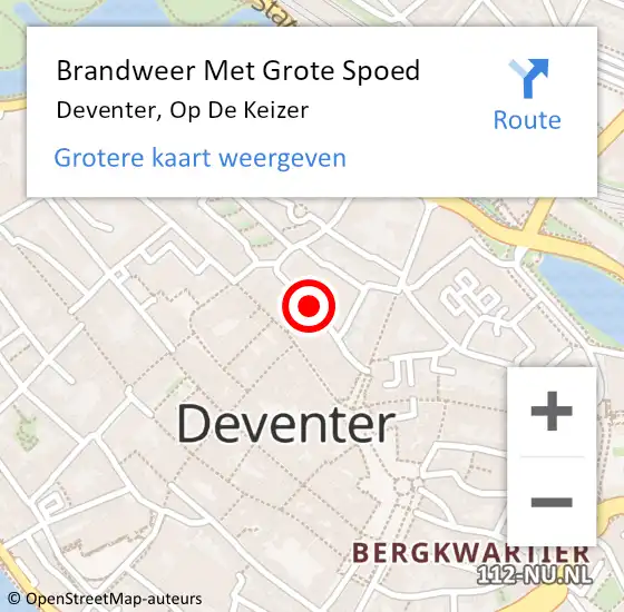 Locatie op kaart van de 112 melding: Brandweer Met Grote Spoed Naar Deventer, Op De Keizer op 23 augustus 2016 18:08