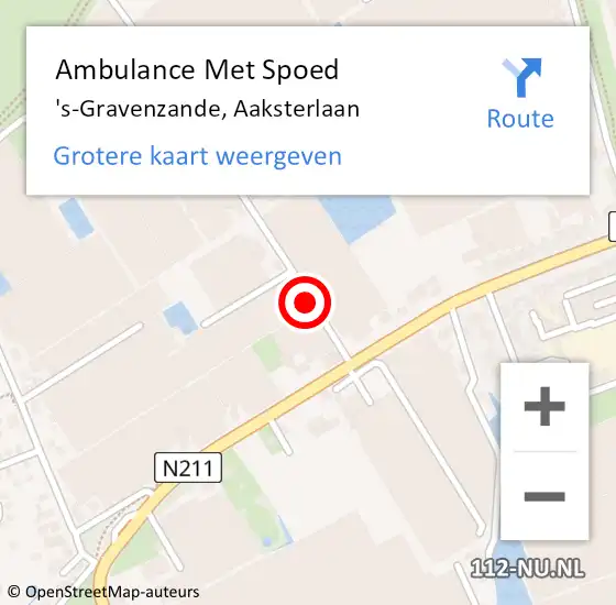 Locatie op kaart van de 112 melding: Ambulance Met Spoed Naar 's-Gravenzande, Aaksterlaan op 23 augustus 2016 19:01