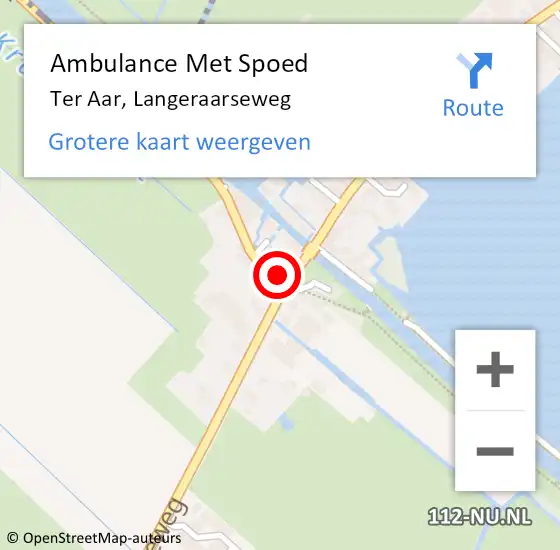 Locatie op kaart van de 112 melding: Ambulance Met Spoed Naar Ter Aar, Langeraarseweg op 23 augustus 2016 19:17