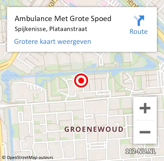 Locatie op kaart van de 112 melding: Ambulance Met Grote Spoed Naar Spijkenisse, Plataanstraat op 23 augustus 2016 19:20