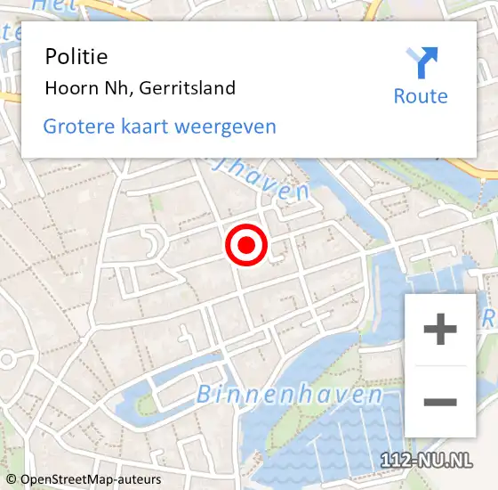 Locatie op kaart van de 112 melding: Politie Hoorn Nh, Gerritsland op 23 augustus 2016 19:37