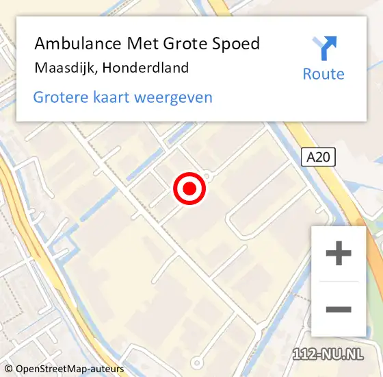 Locatie op kaart van de 112 melding: Ambulance Met Grote Spoed Naar Maasdijk, Honderdland op 23 augustus 2016 19:41