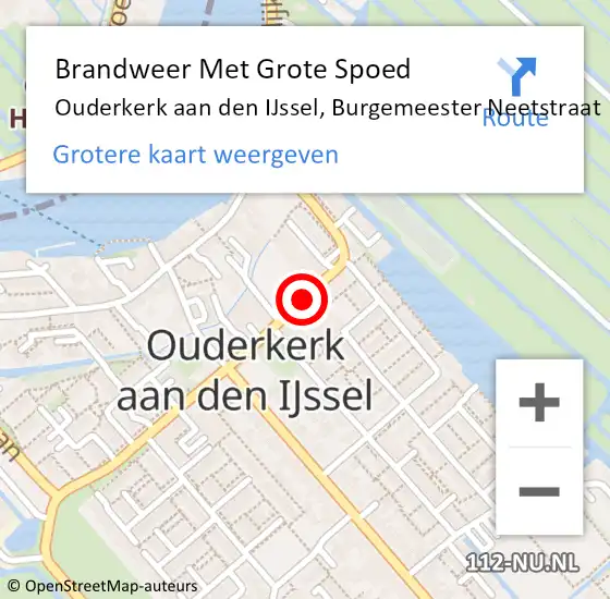 Locatie op kaart van de 112 melding: Brandweer Met Grote Spoed Naar Ouderkerk aan den IJssel, Burgemeester Neetstraat op 24 december 2013 17:57