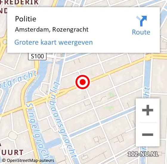 Locatie op kaart van de 112 melding: Politie Amsterdam, Rozengracht op 23 augustus 2016 19:52