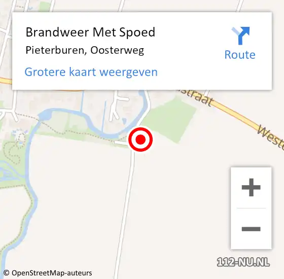 Locatie op kaart van de 112 melding: Brandweer Met Spoed Naar Pieterburen, Oosterweg op 23 augustus 2016 20:59