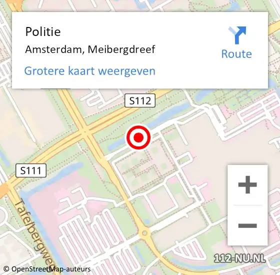 Locatie op kaart van de 112 melding: Politie Amsterdam, Meibergdreef op 23 augustus 2016 22:10