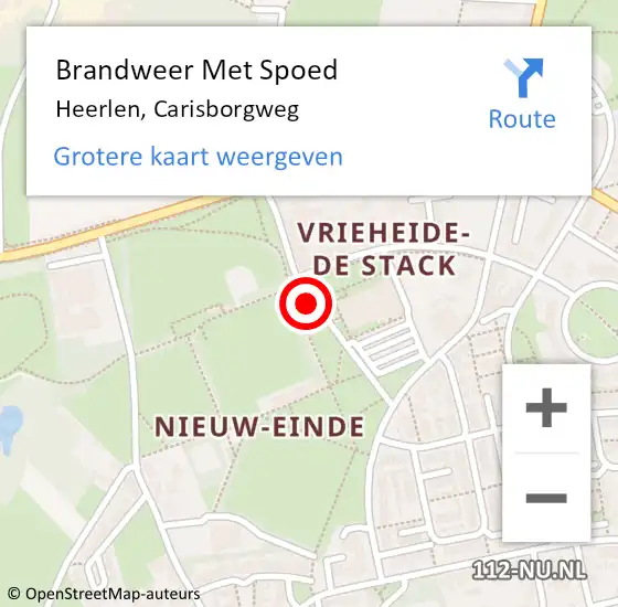 Locatie op kaart van de 112 melding: Brandweer Met Spoed Naar Heerlen, Carisborgweg op 23 augustus 2016 22:17