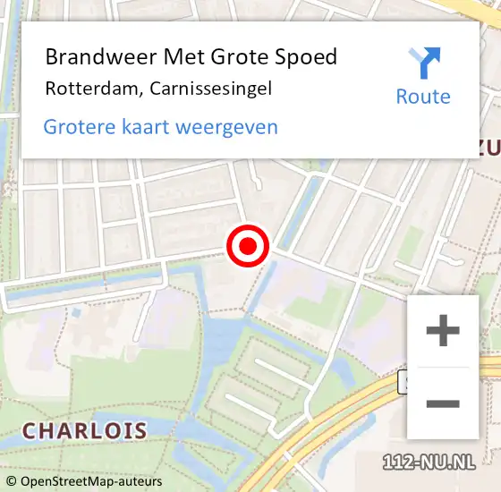 Locatie op kaart van de 112 melding: Brandweer Met Grote Spoed Naar Rotterdam, Carnissesingel op 23 augustus 2016 22:28