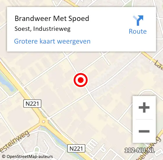 Locatie op kaart van de 112 melding: Brandweer Met Spoed Naar Soest, Industrieweg op 23 augustus 2016 22:38