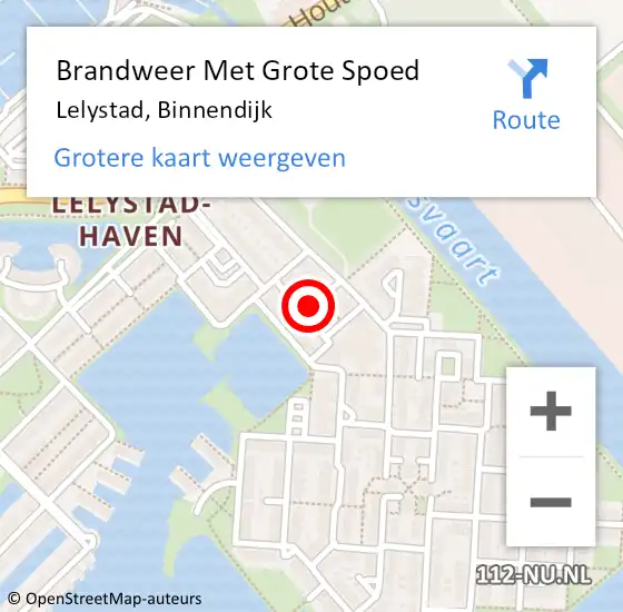 Locatie op kaart van de 112 melding: Brandweer Met Grote Spoed Naar Lelystad, Binnendijk op 23 augustus 2016 22:50