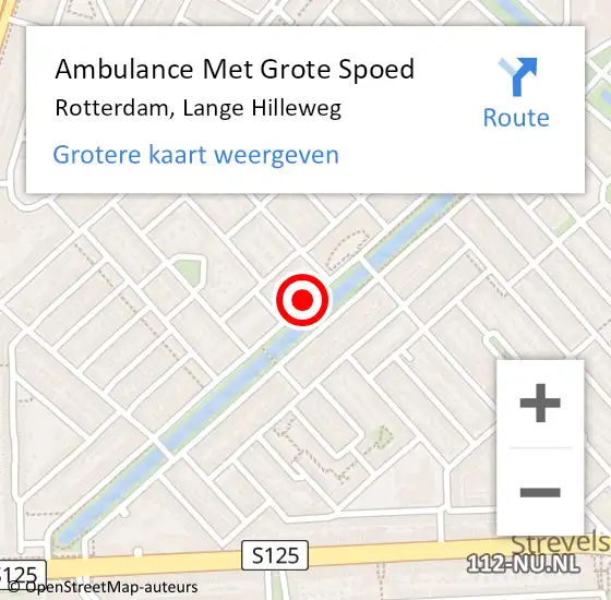 Locatie op kaart van de 112 melding: Ambulance Met Grote Spoed Naar Rotterdam, Lange Hilleweg op 23 augustus 2016 22:54