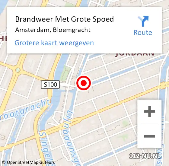 Locatie op kaart van de 112 melding: Brandweer Met Grote Spoed Naar Amsterdam, Bloemgracht op 23 augustus 2016 22:56