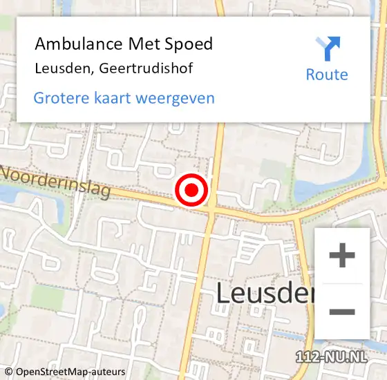 Locatie op kaart van de 112 melding: Ambulance Met Spoed Naar Leusden, Geertrudishof op 23 augustus 2016 22:57
