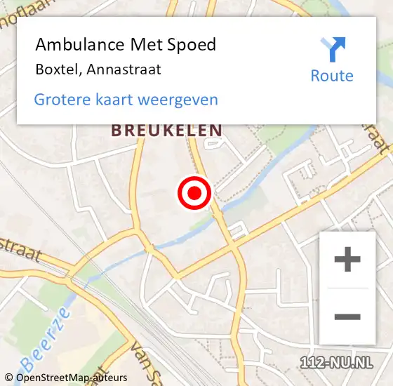Locatie op kaart van de 112 melding: Ambulance Met Spoed Naar Boxtel, Annastraat op 23 augustus 2016 22:58