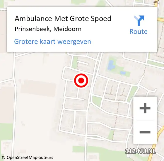 Locatie op kaart van de 112 melding: Ambulance Met Grote Spoed Naar Prinsenbeek, Meidoorn op 23 augustus 2016 23:25