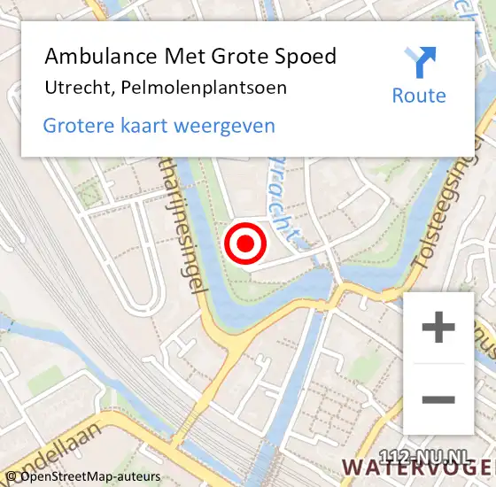 Locatie op kaart van de 112 melding: Ambulance Met Grote Spoed Naar Utrecht, Pelmolenplantsoen op 24 december 2013 18:11