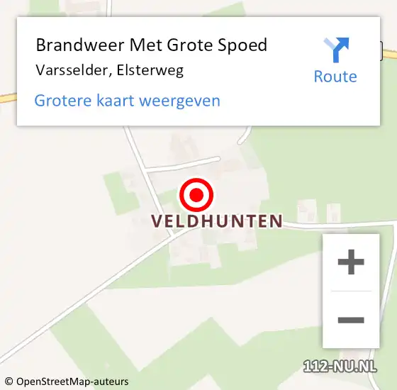 Locatie op kaart van de 112 melding: Brandweer Met Grote Spoed Naar Varsselder, Elsterweg op 24 augustus 2016 00:39