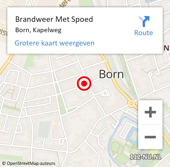 Locatie op kaart van de 112 melding: Brandweer Met Spoed Naar Born, Kapelweg op 24 augustus 2016 01:41