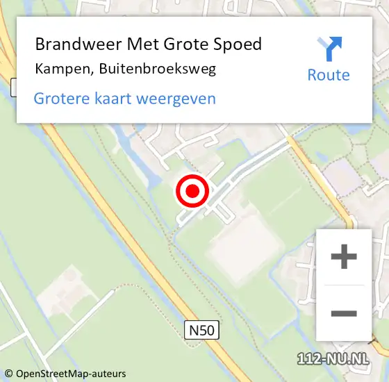 Locatie op kaart van de 112 melding: Brandweer Met Grote Spoed Naar Kampen, Buitenbroeksweg op 24 augustus 2016 02:23