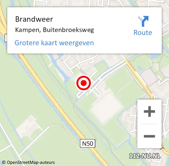 Locatie op kaart van de 112 melding: Brandweer Kampen, Buitenbroeksweg op 24 augustus 2016 02:26