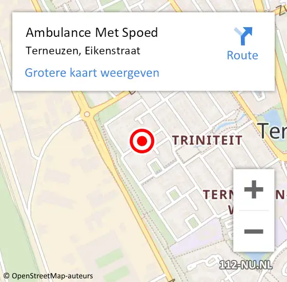 Locatie op kaart van de 112 melding: Ambulance Met Spoed Naar Terneuzen, Eikenstraat op 24 augustus 2016 02:32