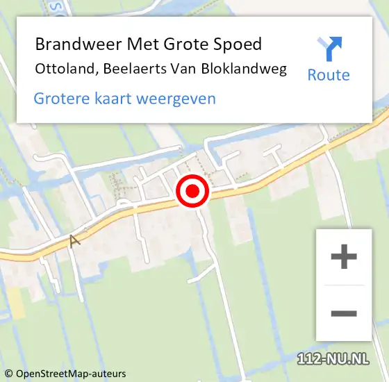 Locatie op kaart van de 112 melding: Brandweer Met Grote Spoed Naar Ottoland, Beelaerts Van Bloklandweg op 24 december 2013 18:16