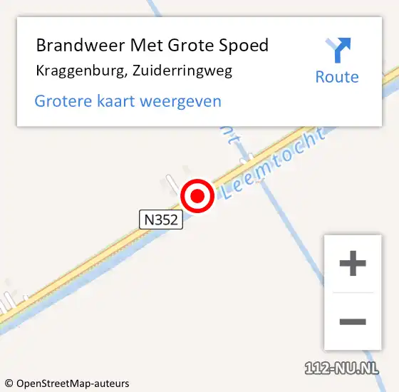Locatie op kaart van de 112 melding: Brandweer Met Grote Spoed Naar Kraggenburg, Zuiderringweg op 24 augustus 2016 04:50
