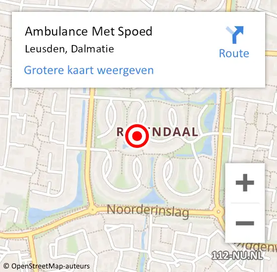 Locatie op kaart van de 112 melding: Ambulance Met Spoed Naar Leusden, Dalmatie op 24 augustus 2016 09:23