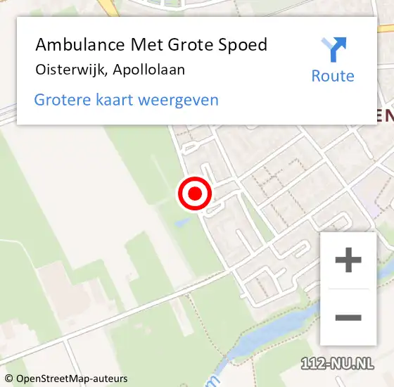 Locatie op kaart van de 112 melding: Ambulance Met Grote Spoed Naar Oisterwijk, Apollolaan op 24 augustus 2016 09:58