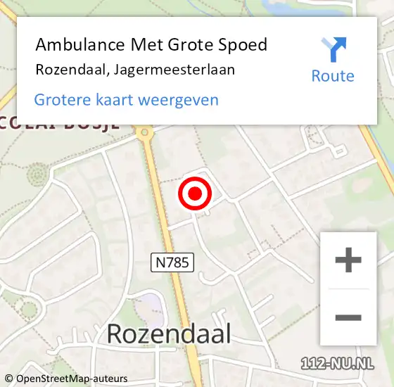 Locatie op kaart van de 112 melding: Ambulance Met Grote Spoed Naar Rozendaal, Jagermeesterlaan op 24 augustus 2016 10:25