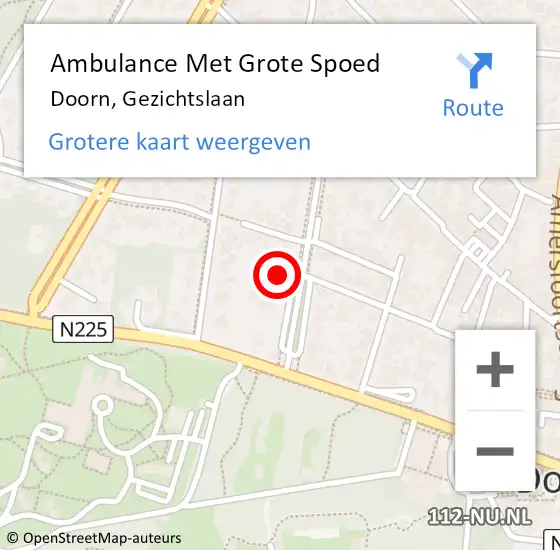 Locatie op kaart van de 112 melding: Ambulance Met Grote Spoed Naar Doorn, Gezichtslaan op 24 augustus 2016 10:45