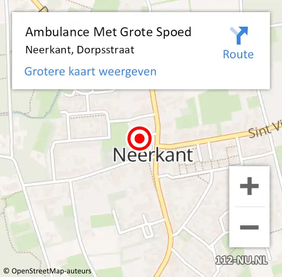 Locatie op kaart van de 112 melding: Ambulance Met Grote Spoed Naar Neerkant, Dorpsstraat op 24 augustus 2016 10:49