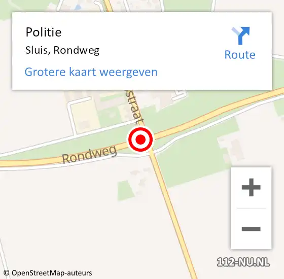 Locatie op kaart van de 112 melding: Politie Sluis, Rondweg op 24 augustus 2016 11:06