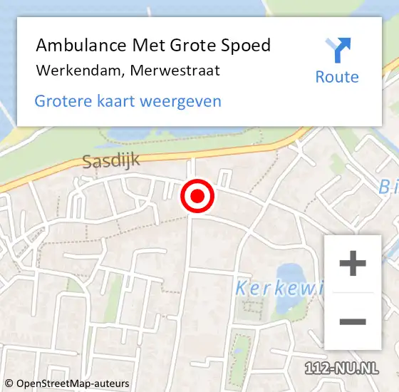 Locatie op kaart van de 112 melding: Ambulance Met Grote Spoed Naar Werkendam, Merwestraat op 24 augustus 2016 11:19