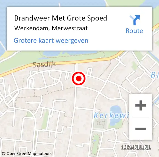 Locatie op kaart van de 112 melding: Brandweer Met Grote Spoed Naar Werkendam, Merwestraat op 24 augustus 2016 11:21