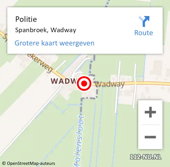 Locatie op kaart van de 112 melding: Politie Spanbroek, Wadway op 24 augustus 2016 11:23