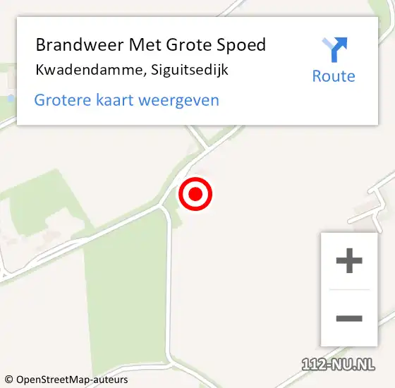 Locatie op kaart van de 112 melding: Brandweer Met Grote Spoed Naar Kwadendamme, Siguitsedijk op 24 augustus 2016 12:15