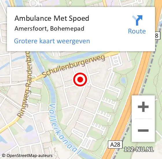 Locatie op kaart van de 112 melding: Ambulance Met Spoed Naar Amersfoort, Bohemepad op 24 augustus 2016 12:35